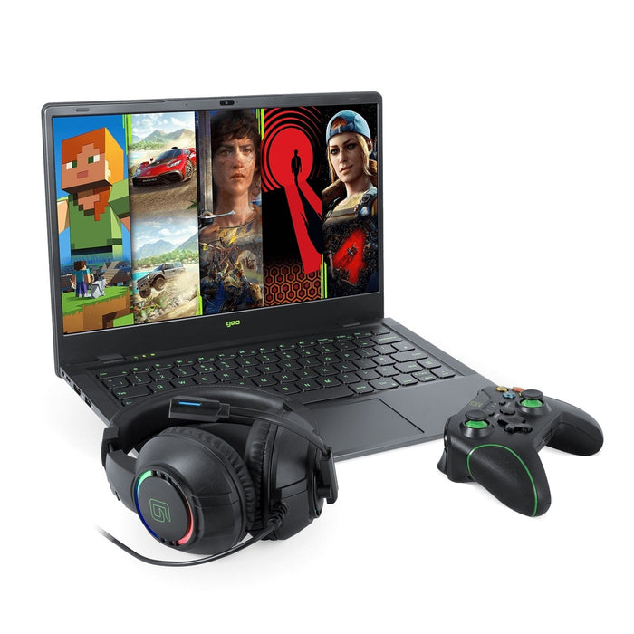 Geo GeoBook 14X Gaming Laptop, 14.1 Inch Screen, Intel Celeron N4500 Processor, 4GB RAM, 128GB SSD, Windows 11 Home with Xbox Games Pass, Gaming Headset and Controller-Laptops-Gigante Computers