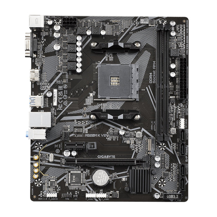 Gigabyte A520M K V2 Motherboard, AMD Socket AM4, Micro ATX, DDR4, PCIe Gen3 x4 M.2, Smart Fan 5, LAN, HDMI/USB3.0-Motherboards-Gigante Computers