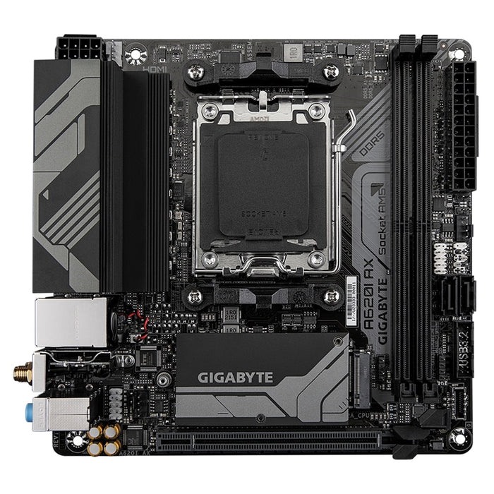Gigabyte A620I AX (rev. 1.0) AMD5 Socket Motherboard, Mini-ITX, 2x DDR5 Slots, 1x M.2 Socket, 2.5GbE LAN, 1 x Display/1x HDMI Port-Motherboards-Gigante Computers
