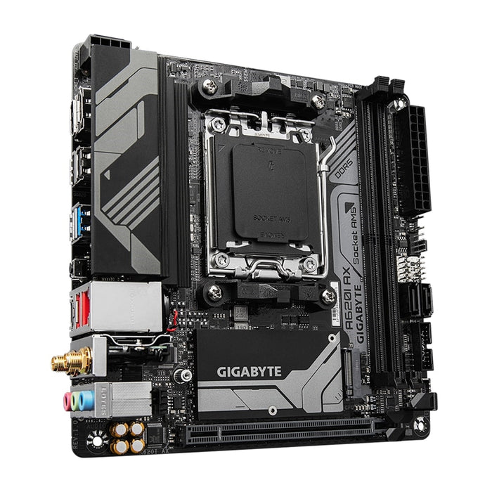 Gigabyte A620I AX (rev. 1.0) AMD5 Socket Motherboard, Mini-ITX, 2x DDR5 Slots, 1x M.2 Socket, 2.5GbE LAN, 1 x Display/1x HDMI Port-Motherboards-Gigante Computers