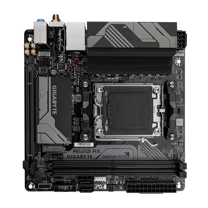 Gigabyte A620I AX (rev. 1.0) AMD5 Socket Motherboard, Mini-ITX, 2x DDR5 Slots, 1x M.2 Socket, 2.5GbE LAN, 1 x Display/1x HDMI Port-Motherboards-Gigante Computers