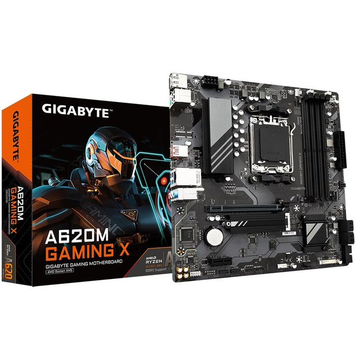 Gigabyte A620M GAMING X AMD AM5 Socket Motherboard, Micro-ATX, 4x DDR5 Slots, 1x M.2 Socket, 2x USB-C Port, GbE LAN, 1x DisplayPort / 1x HDMI Port-Motherboards-Gigante Computers