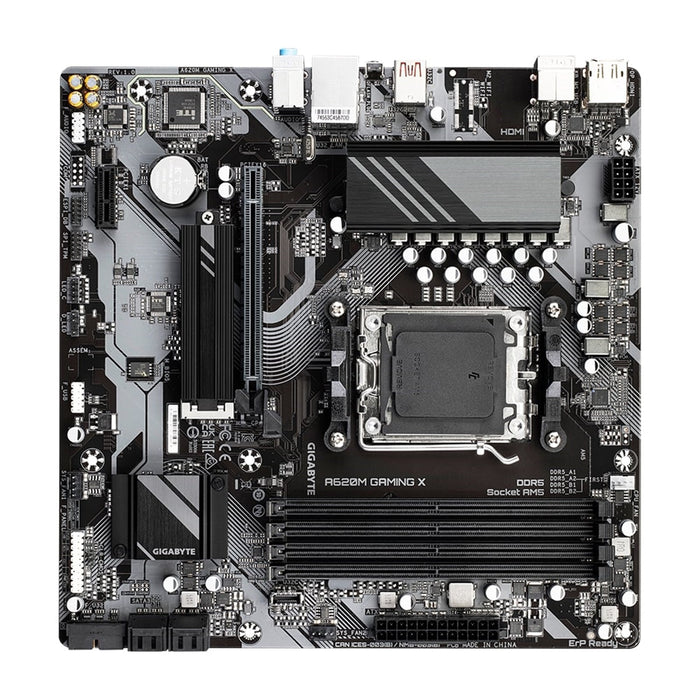 Gigabyte A620M GAMING X AMD AM5 Socket Motherboard, Micro-ATX, 4x DDR5 Slots, 1x M.2 Socket, 2x USB-C Port, GbE LAN, 1x DisplayPort / 1x HDMI Port-Motherboards-Gigante Computers