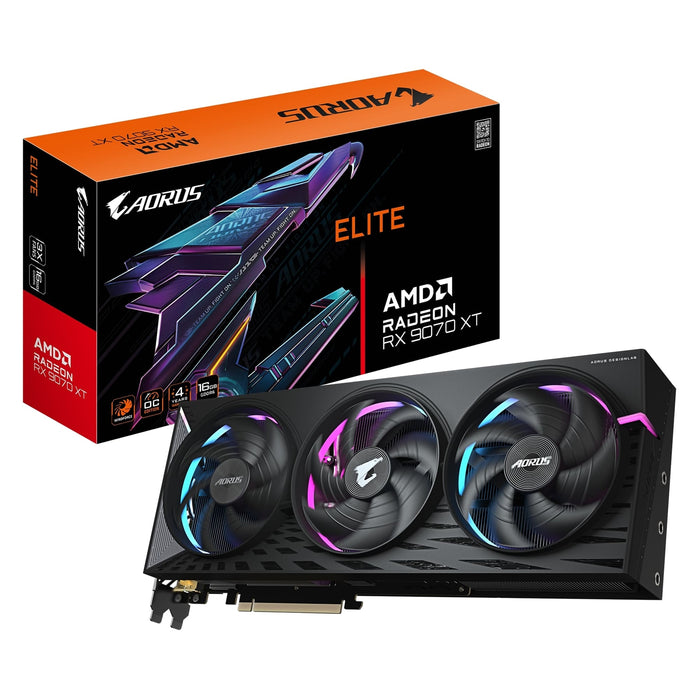 Gigabyte AMD Radeon RX 9070 XT ELITE 16G Graphics Card, 16GB GDDR6, 4096 Streams, TBD MHz Core Clock, Triple Fan, RGB, 2x DisplayPorts / 2x HDMI Ports-Graphics Cards-Gigante Computers