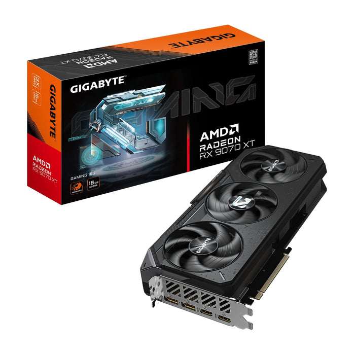 Gigabyte AMD Radeon RX 9070 XT GAMING 16GB GDDR6 Graphics Card, 4096 Streams, 2400 MHz Core Clock, Triple Fan, RGB, 2x DisplayPorts / 2x HDMI Ports-Graphics Cards-Gigante Computers