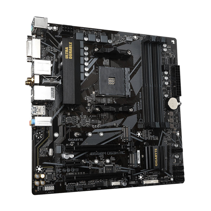 Gigabyte B550 Ultra Durable Motherboard with Pure Digital VRM Solution, PCIe 4.0 x16 Slot, Dual PCIe 4.0/3.0 M.2 Connectors, Intel Dual Band 802.11ac WIFI, Realtek GbE LAN, Smart Fan 5 with FAN STOP, RGB FUSION 2.0, Q-Flash Plus-Motherboards-Gigante Computers