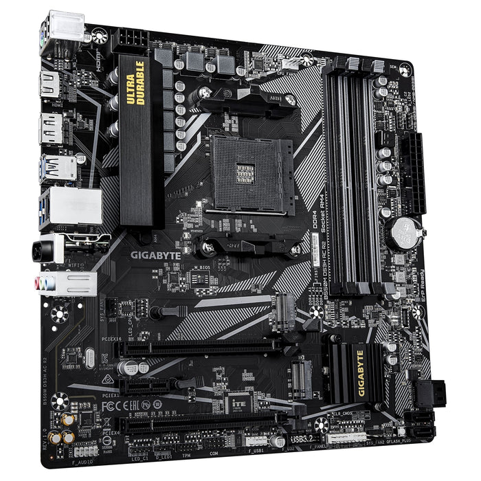Gigabyte B550M DS3H AC R2 AMD AM4 Socket Micro ATX WiFi 6 Motherboard, Dual Channel DDR4, 4x DIMMS, 2x M.2 slots, including PCIe 4.0 x1-Motherboards-Gigante Computers