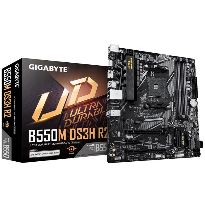 Gigabyte B550M DS3H R2 AMD AM4 Socket Micro ATX Motherboard, Dual Channel DDR4, 4x DIMMS, 2x M.2 slots, including PCIe 4.0 x1-Motherboards-Gigante Computers