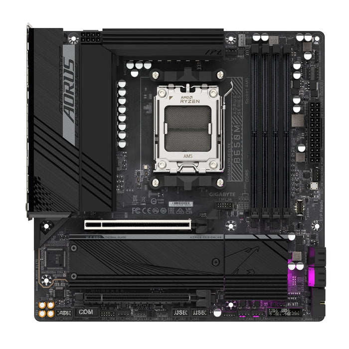Gigabyte B650M AORUS ELITE AMD AM5 Socket Motherboard, Micro-ATX, 4x DDR5 Slots, 2x M.2 Socket, Fitted I/O Shield, 2.5GbE LAN, 1x DisplayPort / 1x HDMI Port-Motherboards-Gigante Computers