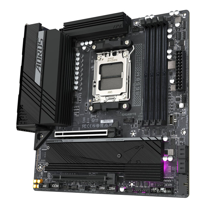 Gigabyte B650M AORUS ELITE AMD AM5 Socket Motherboard, Micro-ATX, 4x DDR5 Slots, 2x M.2 Socket, Fitted I/O Shield, 2.5GbE LAN, 1x DisplayPort / 1x HDMI Port-Motherboards-Gigante Computers
