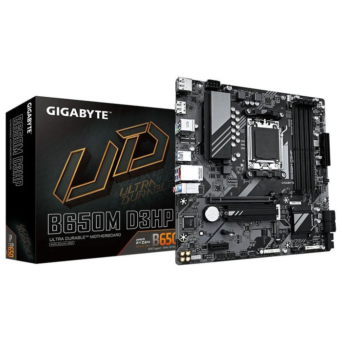 Gigabyte B650M D3HP DDR5 Motherboard, AMD Socket AM5, Micro ATX, 1x PCIe 4.0 x16, 1x PCIe 3.0 x1, 2x M.2 2280 PCIe 4.0, Realtek 2.5GbE LAN, HDMI/DisplayPort-Motherboards-Gigante Computers