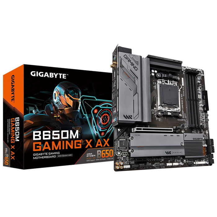 Gigabyte B650M GAMING X AX Motherboard, AMD Socket AM5, Micro ATX, DDR5, 1x PCIe 4.0 x 16, 2x PCIe 4.0 x4, 2.5GbE LAN & Wi-Fi 6E 802.11ax, DisplayPort/HDMI/USB-C-Motherboards-Gigante Computers