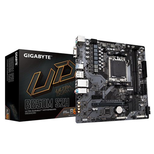 Gigabyte B650M S2H Ultra Durable AMD AM5 Socket Motherboard, Micro-ATX, 2x DDR5 Slots, 1x M.2 Socket, GbE LAN, 1x D-Sub / 1x DisplayPort / 1x HDMI Port-Motherboards-Gigante Computers