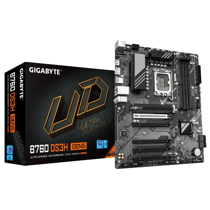 Gigabyte B760 DS3H GEN5 Intel 1700 Socket Motherboard, ATX, 4x DDR5 Slots, 2x M.2 Sockets, GbE LAN, 1x DisplayPort / 1x HDMI Port-Motherboards-Gigante Computers