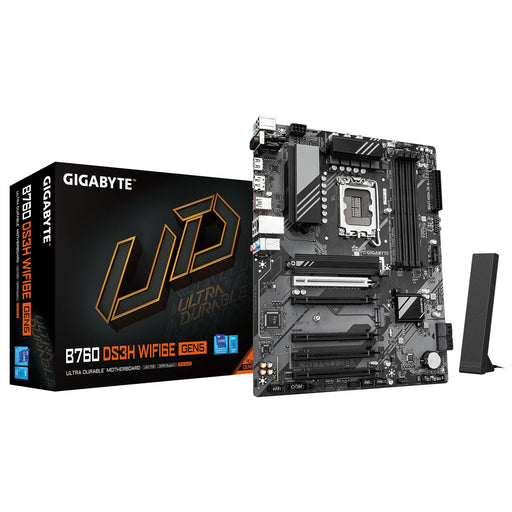 Gigabyte B760 DS3H WIFI6E GEN5 Intel 1700 Socket Motherboard, ATX, 4x DDR5 Slots, 2x M.2 Sockets, GbE LAN, Wi-Fi 6E, 1x DisplayPort / 1x HDMI Port-Motherboards-Gigante Computers