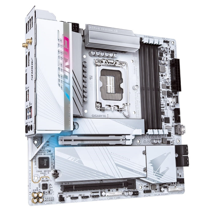 Gigabyte B760M AORUS ELITE X AX Intel 1700 Socket Motherboard, Micro-ATX, 4x DDR5 Slots, 2x M.2 Sockets, 1x USB-C Port, Fitted I/O Shield, Wi-Fi 6E, 1x Display Ports 1.2 / 2x HDMI Port-Motherboards-Gigante Computers