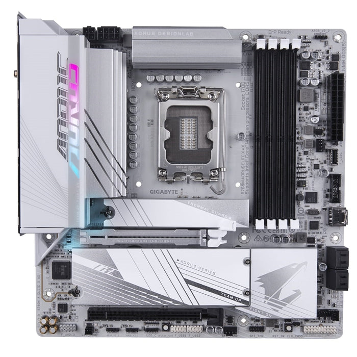 Gigabyte B760M AORUS ELITE X AX Intel 1700 Socket Motherboard, Micro-ATX, 4x DDR5 Slots, 2x M.2 Sockets, 1x USB-C Port, Fitted I/O Shield, Wi-Fi 6E, 1x Display Ports 1.2 / 2x HDMI Port-Motherboards-Gigante Computers