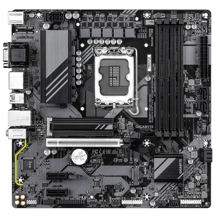 Gigabyte B760M DS3H GEN5 Intel Socket 1700 Motherboard, Micro ATX, 4x DDR5 Slots, 2x M.2 Sockets, 1x USB-C Port, 2.5GbE LAN, 1x D-Sub / 1x DisplayPort / 1x HDMI Port-Motherboards-Gigante Computers