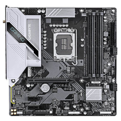 Gigabyte B760M GAMING PLUS WIFI DDR4 Intel 1700 Socket Motherboard, Micro-ATX, 4x DDR4 Slots, 2x M.2 Sockets, 1x USB-C Port, Fitted I/O Shield, GbE LAN, Wi-Fi 6, 1x DisplayPort / 1x HDMI Port-Motherboards-Gigante Computers