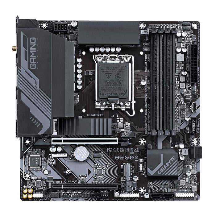 Gigabyte B760M GAMING X AX Intel 1700 Socket Motherboard, Micro-ATX, 4x DDR5 Slots, 2x M.2 Sockets, 1x USB-C Port, Fitted I/O Shield, 2.5GbE LAN, Wi-Fi 6E, 1x DisplayPort / 1x HDMI Port-Motherboards-Gigante Computers