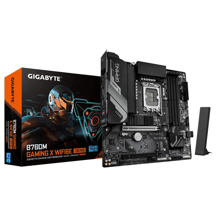 Gigabyte B760M GAMING X WIFI6E GEN 5 INTEL Socket Motherboard, Micro-ATX, 4 x DDR5 Slots, 2x M.2 Socket, GbE LAN, 1 x USB Type C, 1x HDMI Port/ 1 x Display Port-Motherboards-Gigante Computers