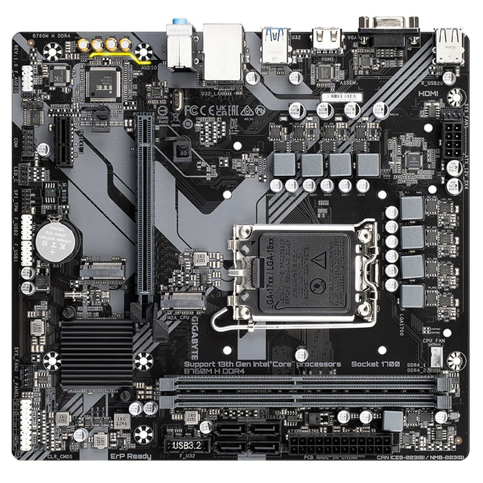 Gigabyte B760M H DDR4 Ultra Durable Intel 1700 Socket Motherboard, Micro-ATX, 2x DDR4 Slots, 2x M.2 Sockets, GbE LAN, 1x D-Sub / 1x HDMI Port-Motherboards-Gigante Computers