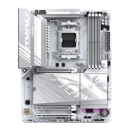 Gigabyte B850 AORUS ELITE WIFI7 ICE AMD AM5 Socket Motherboard, ATX, 4x DDR5 Slots, 3x M.2 Sockets, 2x USB-C Port, Fitted I/O Shield, 2.5GbE LAN, Wi-Fi 7, 1x DisplayPort / 1x HDMI Port-Motherboards-Gigante Computers
