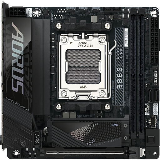 Gigabyte B850I AORUS PRO AMD AM5 Socket Motherboard, Mini-ITX, 2x DDR5 Slots, 2x M.2 Sockets, 2x USB-C Port, Fitted I/O Shield, 2.5GbE LAN, Wi-Fi 7, 1x HDMI Port-Motherboards-Gigante Computers