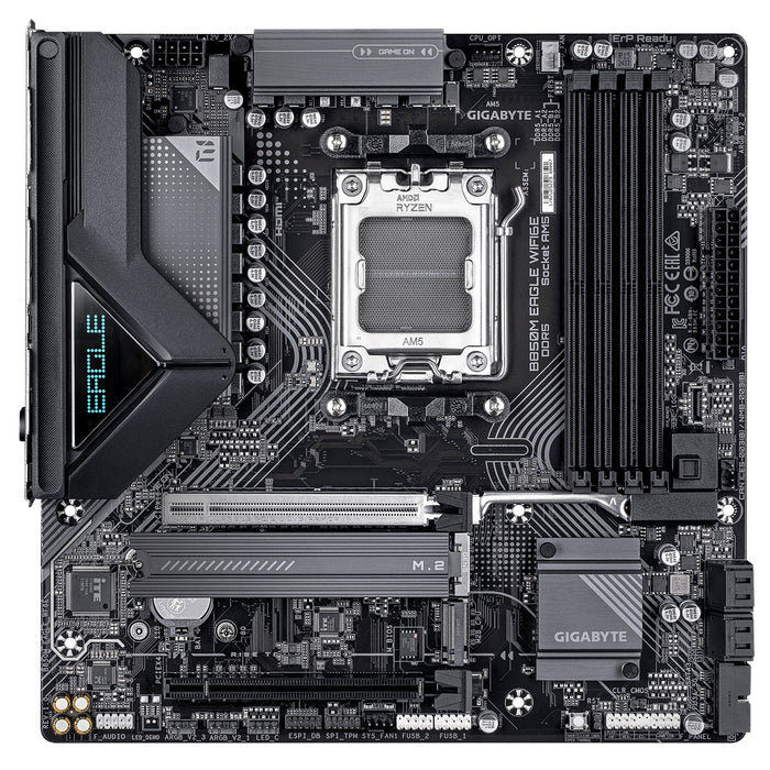 Gigabyte B850M Eagle WIFI6E AMD AM5 Socket Motherboard, Micro ATX, 4x DDR5 Slots, 2x M.2 Sockets, Fitted I/O Shield, 2.5GbE LAN, Wi-Fi 6E, 2x DisplayPort / 1x HDMI Port-Motherboards-Gigante Computers