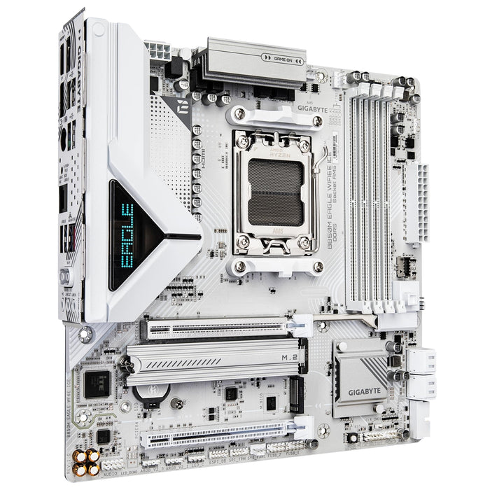 Gigabyte B850M Eagle WIFI6E ICE AMD AM5 Socket Motherboard, Micro ATX, 4x DDR5 Slots, 3x M.2 Sockets, 2x USB-C Port, Wi-Fi 6E, 2x DisplayPort / 1x HDMI Port-Motherboards-Gigante Computers