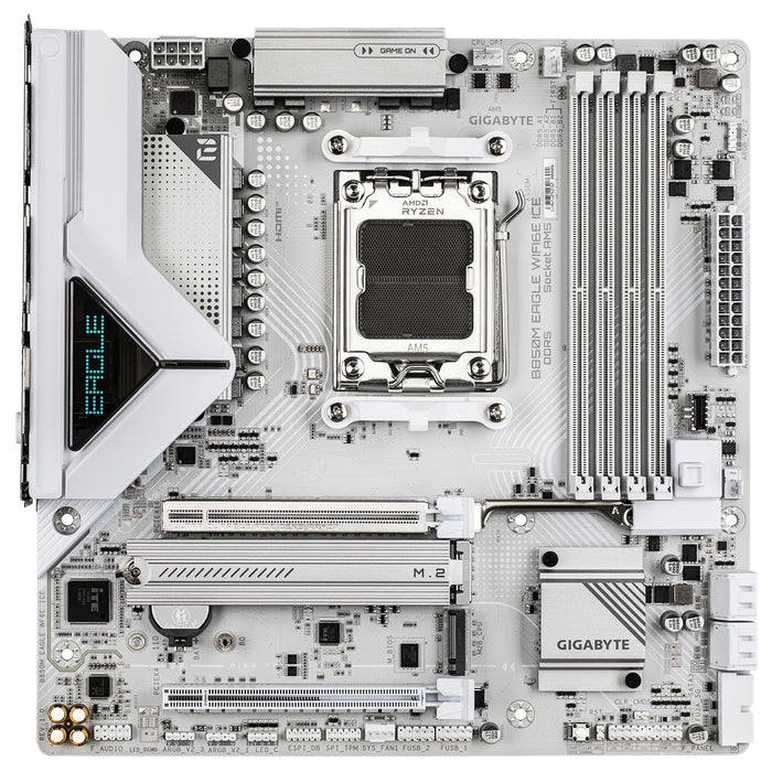 Gigabyte B850M Eagle WIFI6E ICE AMD AM5 Socket Motherboard, Micro ATX, 4x DDR5 Slots, 3x M.2 Sockets, Wi-Fi 6E, 2x DisplayPort / 1x HDMI Port-Motherboards-Gigante Computers