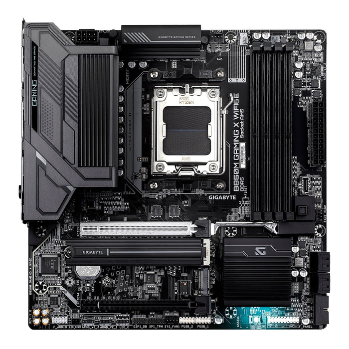 Gigabyte B850M GAMING X WIFI6E AMD AM5 Socket Motherboard, Micro-ATX, 4x DDR5 Slots, 2x M.2 Sockets, 2x USB-C Port, Fitted I/O Shield, 2.5GbE LAN, Wi-Fi 6E, 2x DisplayPorts / 1x HDMI Port-Motherboards-Gigante Computers