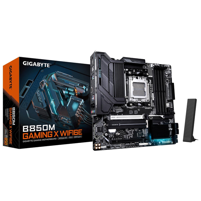 Gigabyte B850M GAMING X WIFI6E AMD AM5 Socket Motherboard, Micro-ATX, 4x DDR5 Slots, 2x M.2 Sockets, 2x USB-C Port, Fitted I/O Shield, 2.5GbE LAN, Wi-Fi 6E, 2x DisplayPorts / 1x HDMI Port-Motherboards-Gigante Computers