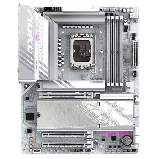 Gigabyte B860 AORUS ELITE WIFI7 ICE Intel 1851 Socket Motherboard, ATX, 4x DDR5 Slots, 3x M.2 Sockets, 2x USB-C Port, Fitted I/O Shield, 2.5GbE LAN, Wi-Fi 7, 1x DisplayPort / 2x HDMI / 1x USB-C (USB4)-Motherboards-Gigante Computers