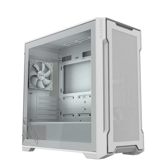 Gigabyte C102 GLASS ICE Mid-Tower Case, White, Tempered Glass Side Panel, USB 3.0 x2, 360mm Liquid Cooling Support, Pre-installed 120mm Fans, RGB Lighting Support, Magnetic Front Panel, PSU Shroud-Cases-Gigante Computers