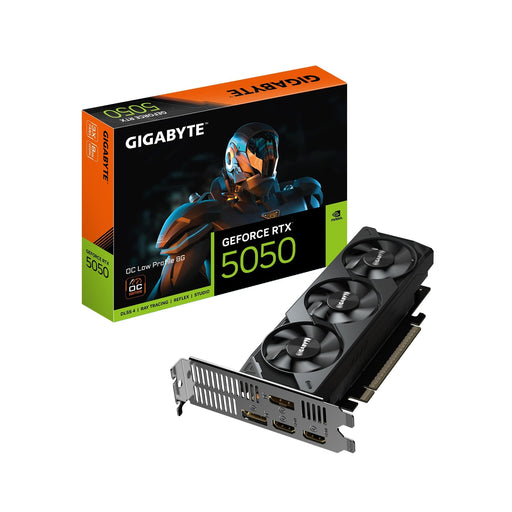 Gigabyte (GV-N5050OC-8GL) GeForce RTX 5050 OC Low Profile 8G, GDDR6 Graphics Card, 2560 Cuda Core, 2587MHz Core Clock, Triple Fan, 2x DisplayPorts / 2x HDMI Ports-Graphics Cards-Gigante Computers