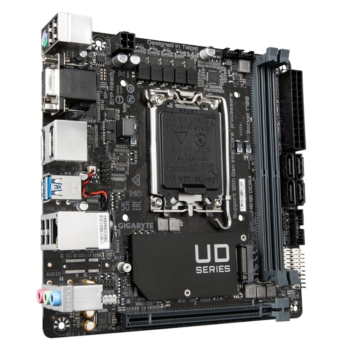 Gigabyte H610I DDR4 Ultra Durable Intel 1700 Socket Motherboard, Mini-ITX, 2x DDR4 Slots, 1x M.2 Socket, 1x D-Sub / 2x Display Ports 1.2 / 1x HDMI Port-Motherboards-Gigante Computers