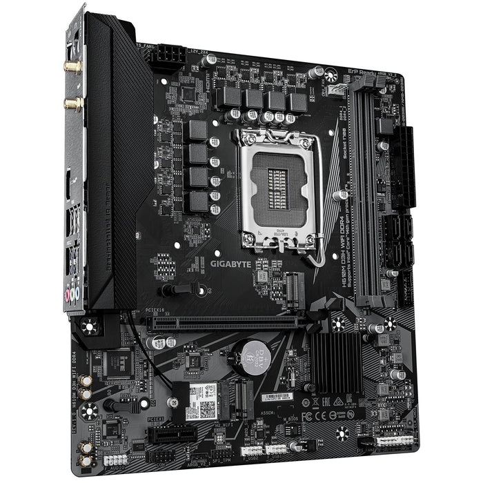 Gigabyte H610M D3H WIFI DDR4 Intel 1700 Socket Motherboard, Micro-ATX, 2x DDR4 Slots, 2x M.2 Socket, GbE LAN, Wi-Fi 5, 1x HDMI Port-Motherboards-Gigante Computers