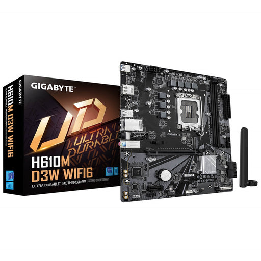 Gigabyte H610M D3W WIFI6 (Rev. 1.1) Intel 1700 Socket Motherboard, Micro-ATX, 2x DDR5 Slots, 1x M.2 Socket, GbE LAN, WiFi 6, 1x DisplayPort / 1x HDMI Port-Motherboards-Gigante Computers