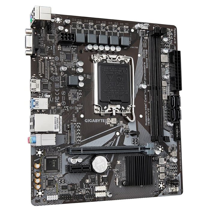 Gigabyte H610M H V2 (Rev. 1.0) Intel 1700 Socket Motherboard, Micro-ATX, 2x DDR5 Slots, 1x M.2 Socket, GbE LAN, 1x D-Sub / 1x HDMI Port-Motherboards-Gigante Computers