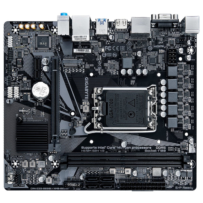 Gigabyte H610M S2H V2 Intel 1700 Socket Motherboard, Micro-ATX, 2x DDR5 Slots, 1x M.2 Socket, GbE LAN, 1x D-Sub / 2x DisplayPorts / 1x HDMI Port-Motherboards-Gigante Computers