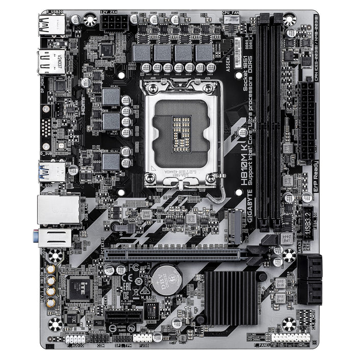 Gigabyte H810M K Intel 1851 Socket Motherboard, Micro ATX, 2x DDR5 Slots, 1x M.2 Socket, GbE LAN, 1x DisplayPort / 1x HDMI Port-Motherboards-Gigante Computers
