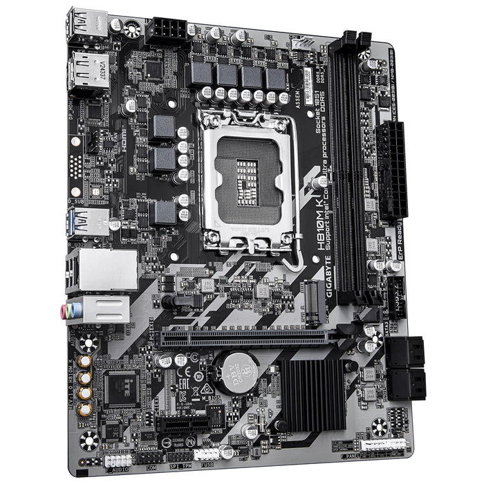 Gigabyte H810M K Intel 1851 Socket Motherboard, Micro ATX, 2x DDR5 Slots, 1x M.2 Socket, GbE LAN, 1x DisplayPort / 1x HDMI Port-Motherboards-Gigante Computers
