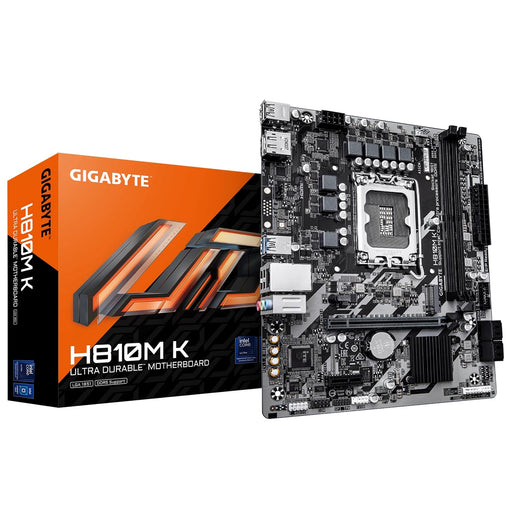 Gigabyte H810M K Intel 1851 Socket Motherboard, Micro ATX, 2x DDR5 Slots, 1x M.2 Socket, GbE LAN, 1x DisplayPort / 1x HDMI Port-Motherboards-Gigante Computers