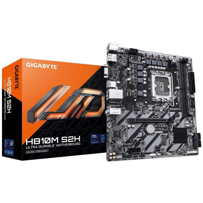 Gigabyte H810M S2H Intel 1851 Socket Motherboard, Micro-ATX, 2x DDR5 Slots, 1x M.2 Socket, GbE LAN, 1x D-Sub / 1x DisplayPort / 1x HDMI Port-Motherboards-Gigante Computers