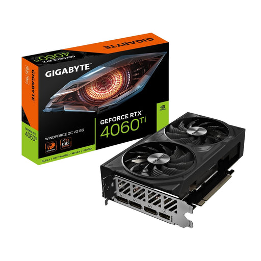 Gigabyte NVIDIA GeForce RTX 4060 Ti WINDFORCE OC V2 8G Graphics Card, 8GB GDDR6, 4352 CUDA Cores, 2550 MHz Core Clock, Dual Fan, 3x DisplayPorts / 1x HDMI Port-Graphics Cards-Gigante Computers