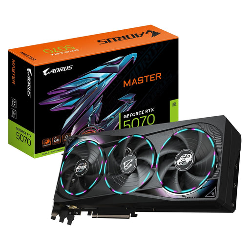 Gigabyte NVIDIA GeForce RTX 5070 AORUS MASTER 12G Graphics Card, 12GB GDDR7, 6144 CUDA Cores, 2715 MHz Core Clock, Triple Fan, RGB, 3x DisplayPorts / 1x HDMI Port-Graphics Cards-Gigante Computers
