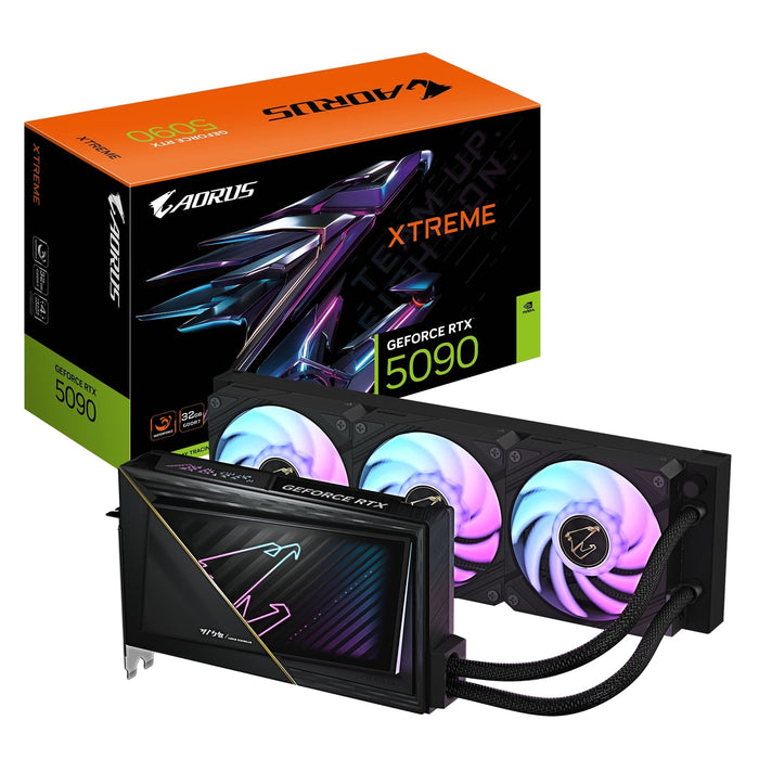 Gigabyte NVIDIA GeForce RTX 5090 XTREME WATERFORCE 32G Graphics Card, 32GB GDDR7, 21760 CUDA Cores, 2655 MHz Core Clock, Watercooled, RGB, 3x DisplayPorts / 1x HDMI Port-Graphics Cards-Gigante Computers