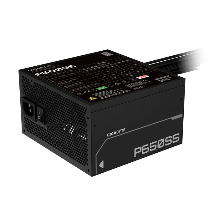 Gigabyte P650SS 650W ATX Power Supply, 80 PLUS Silver, ATX 3.0, ATX 3.1 Compatible, 120mm Fluid Dynamic Bearing Fan, Non-Modular, Flat Cables, Black-Power Supplies-Gigante Computers