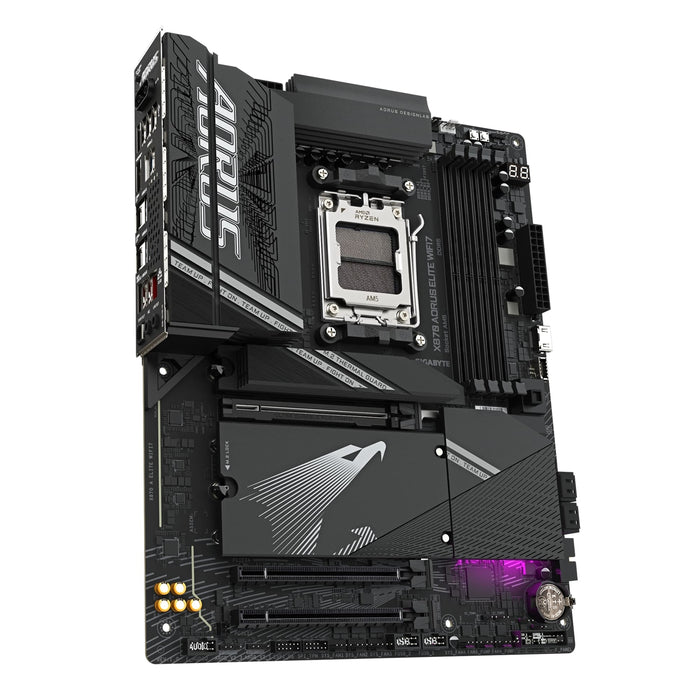 Gigabyte X870 AORUS ELITE WIFI7 AMD AM5 Socket Motherboard, ATX, 4x DDR5 Slots, 3x M.2 Sockets, 3x USB-C Port, Fitted I/O Shield, 2.5GbE LAN, Wi-Fi 7, 2x HDMI Port / 2x USB-C (USB4)-Motherboards-Gigante Computers